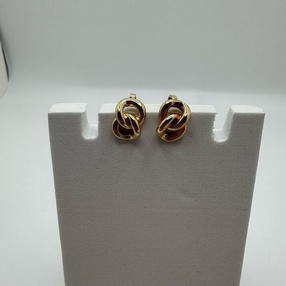 Dior Vintage Link Gold Tone Clip On Earrings - Picture 1 of 11